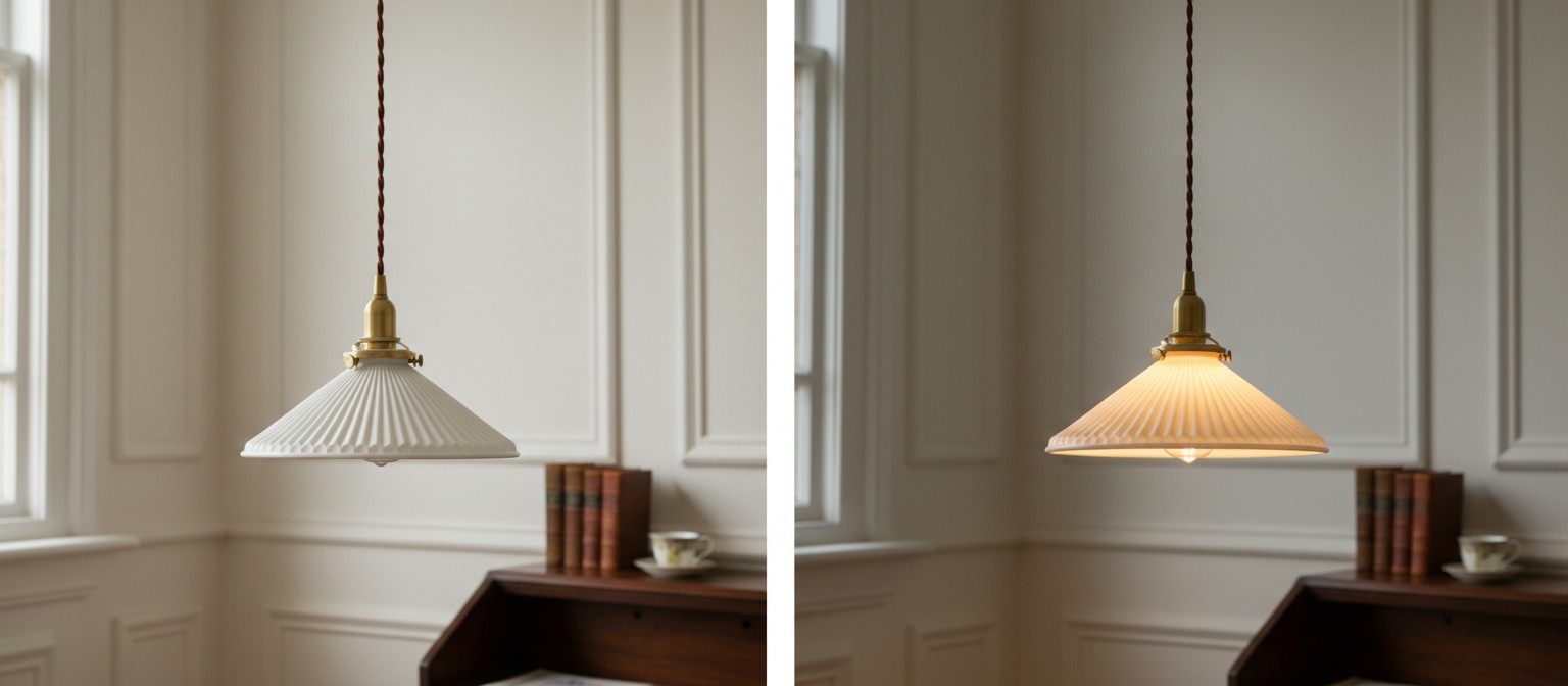 Veloria pendant light turn off and on effect comparison