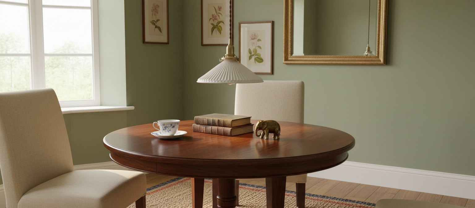 Veloria Pleated Ceramic Pendant Light over a round dining table