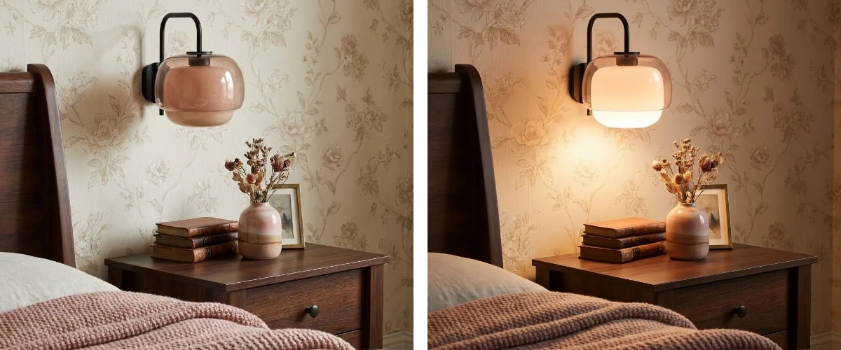 Clinco wall lamp turn off and on effect comparison