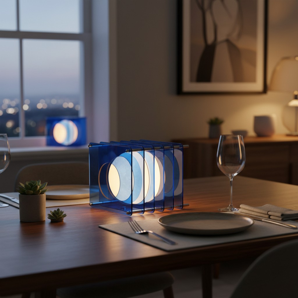 Blue Sunset Moon Table Lamp in a dining scene
