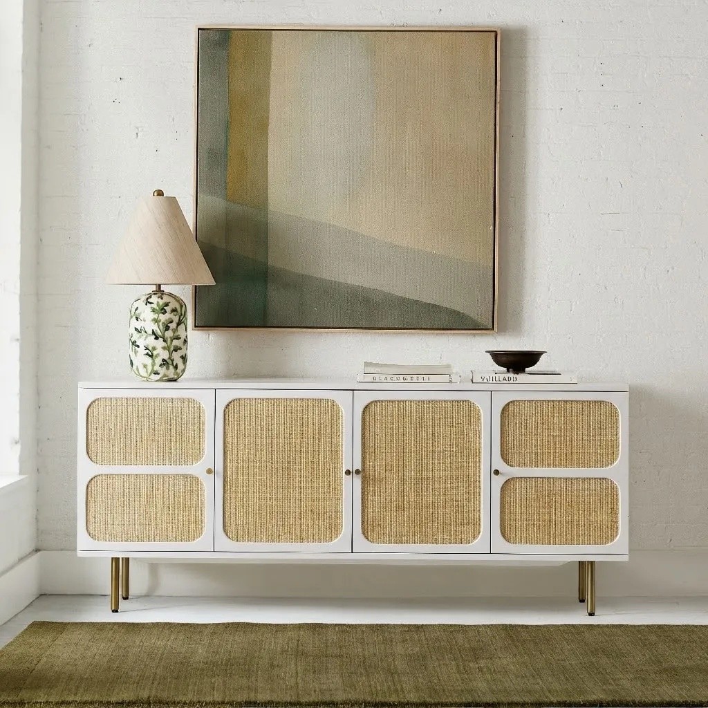 Ceruna table lamp on a console cabinet