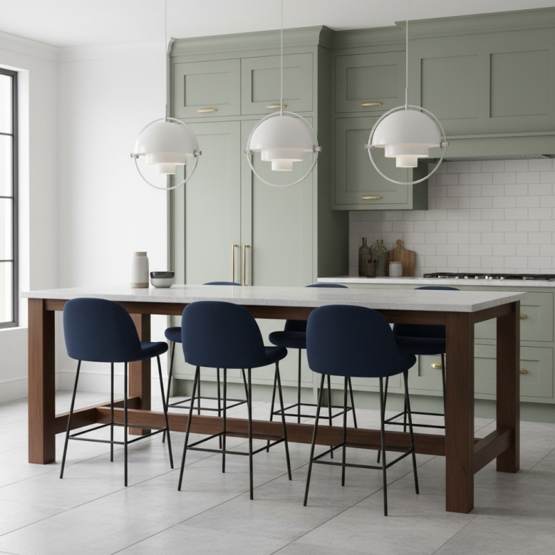 Pendant lights over kitchen island