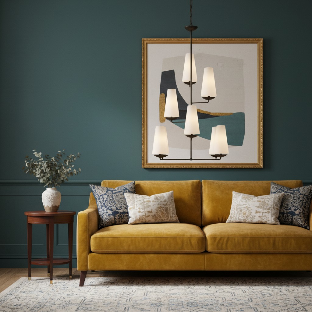 Fontaine Vertical Chandelier living room scene