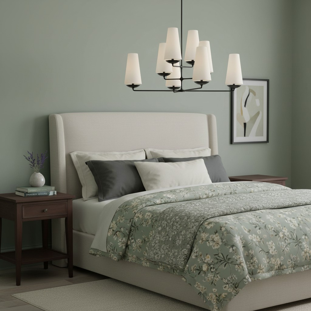 Fontaine Vertical Chandelier above a bed