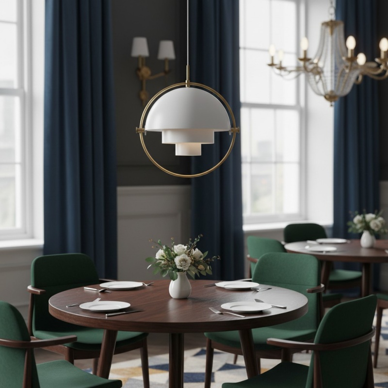 Pendant light round dining table scene