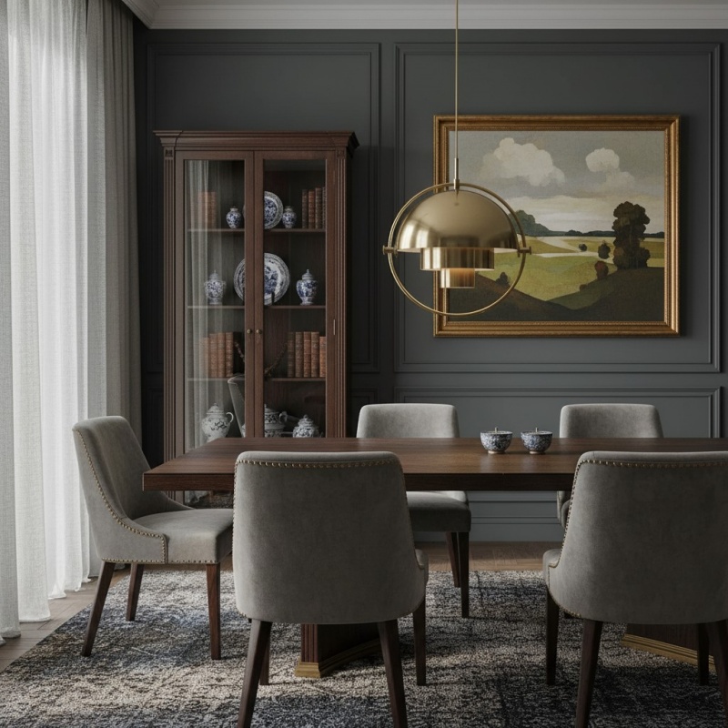 Pendant light dining room scene