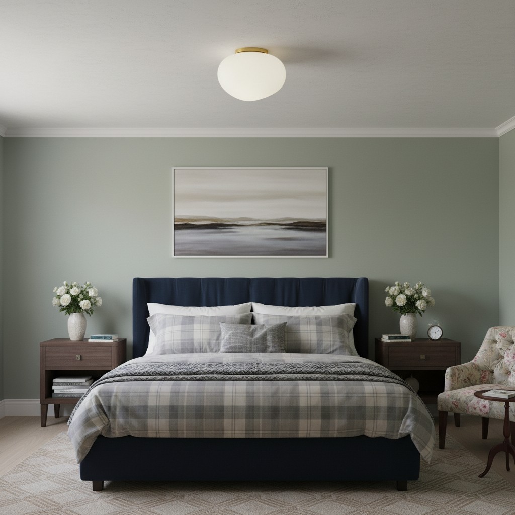 Egg ceiling light in bedroom