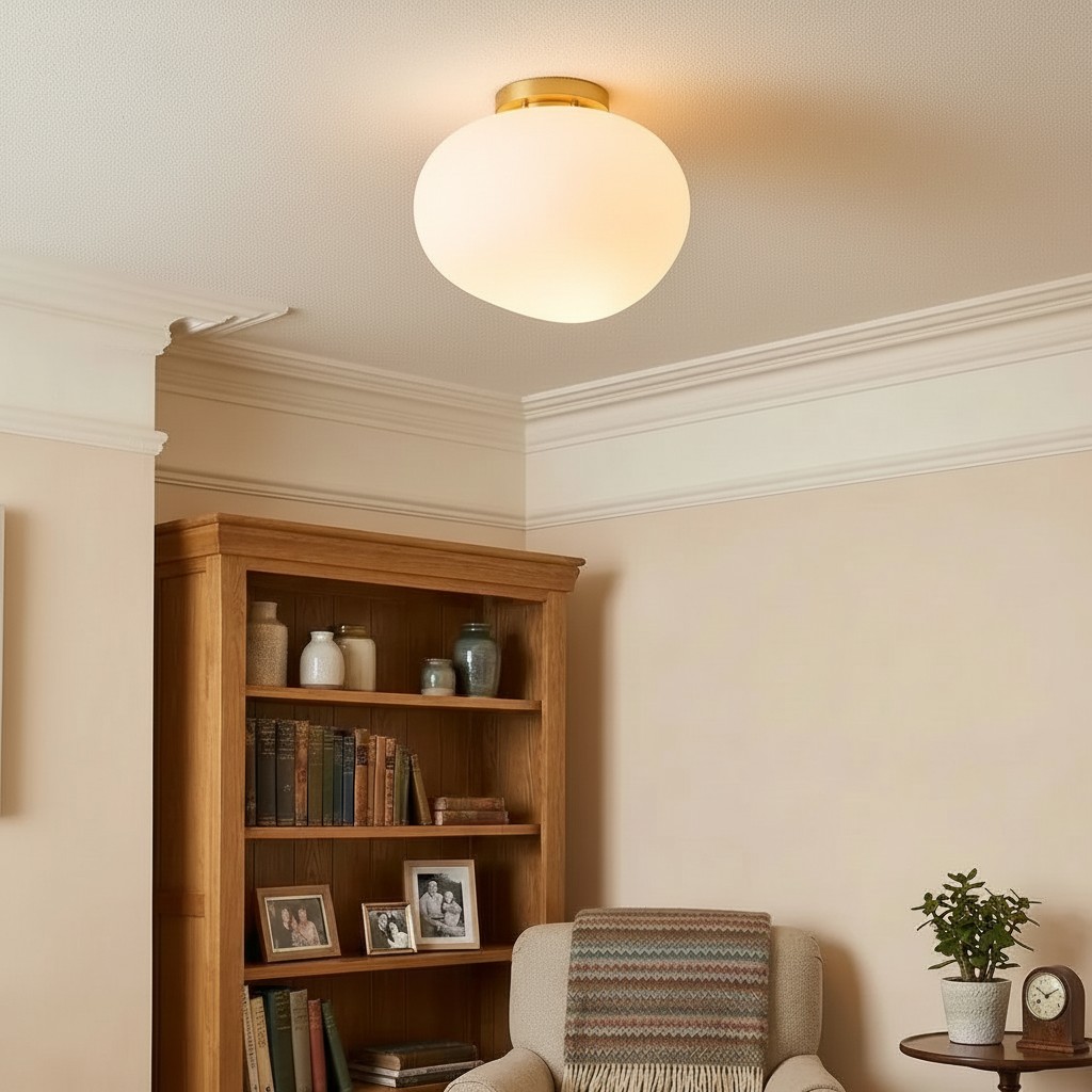 Ceiling light in room, on