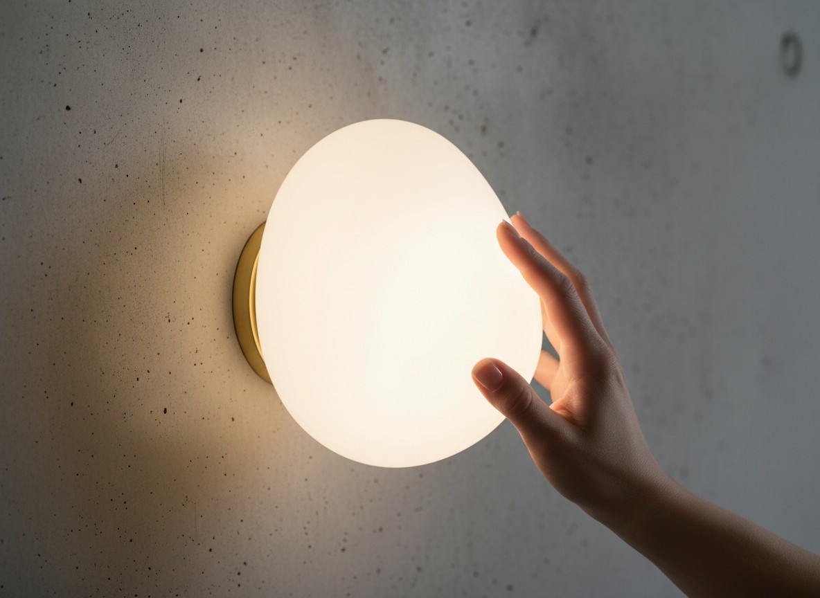 Frosted milk glass glowing softly on the wall
