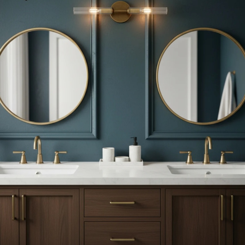 Bravira double wall light above bathroom mirrors