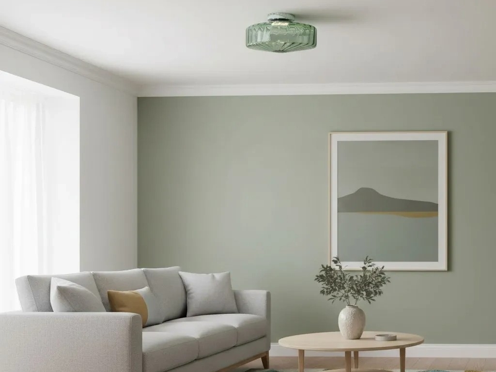 Ripplara green ceiling light in a calm interior