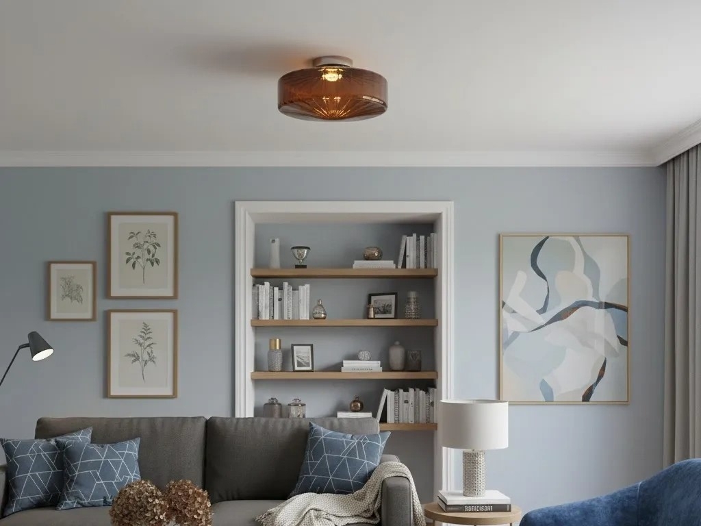 Ripplara brown ceiling light in a lounge scene