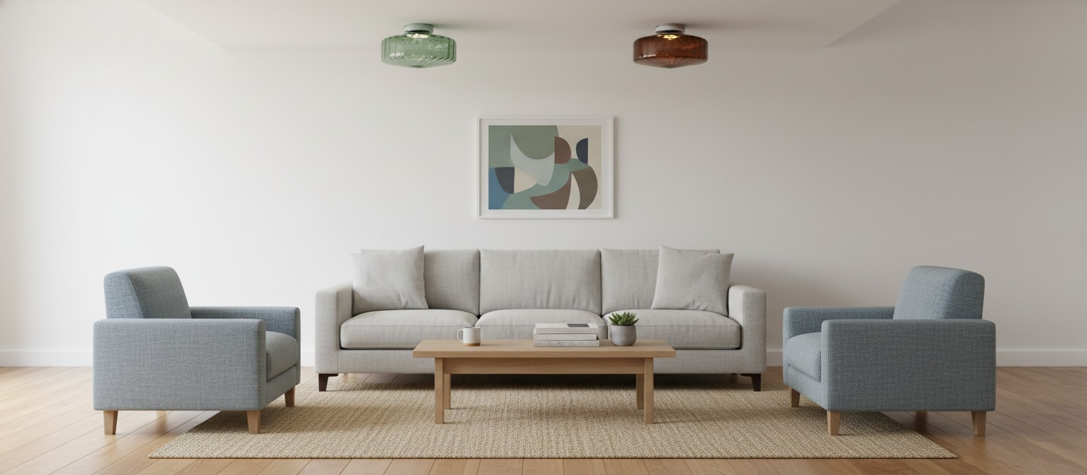 Ripplara textured ceiling light in a living room