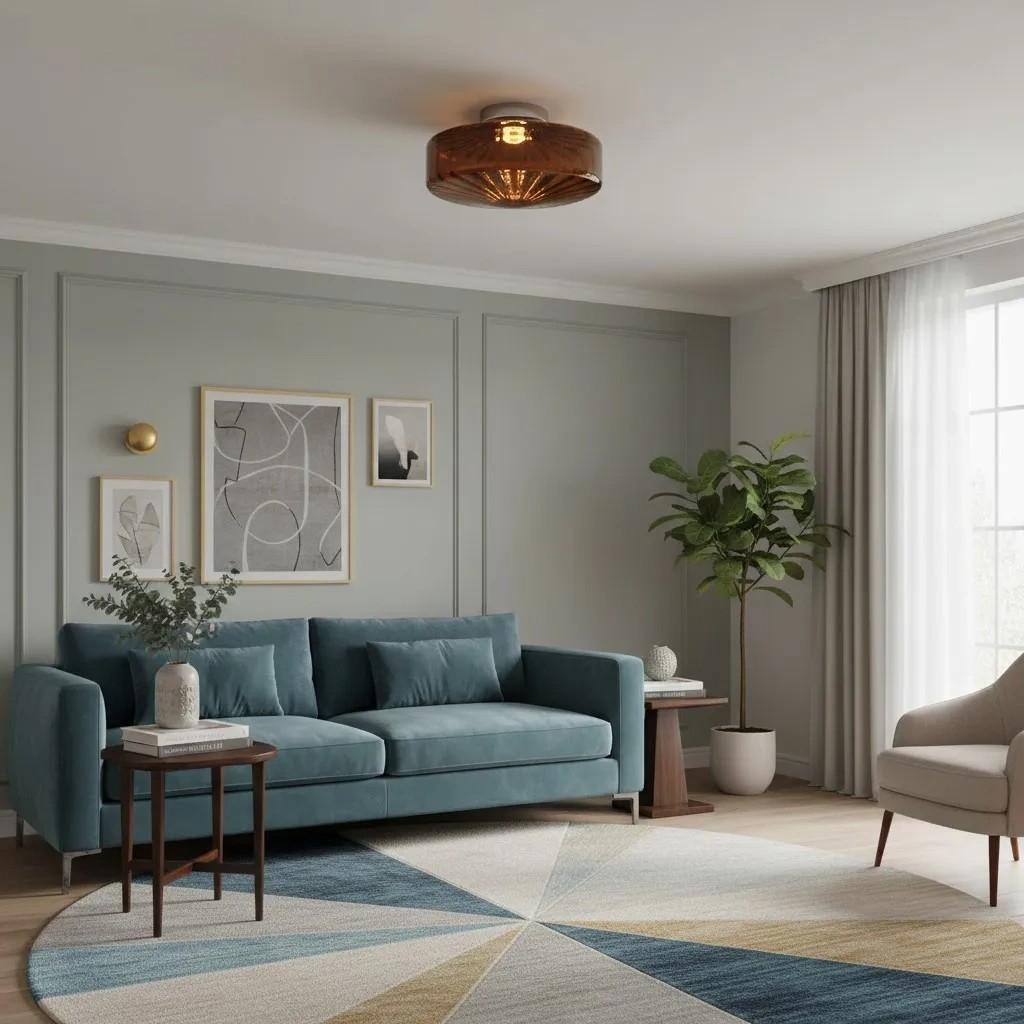 Ripplara brown ceiling light in a living room