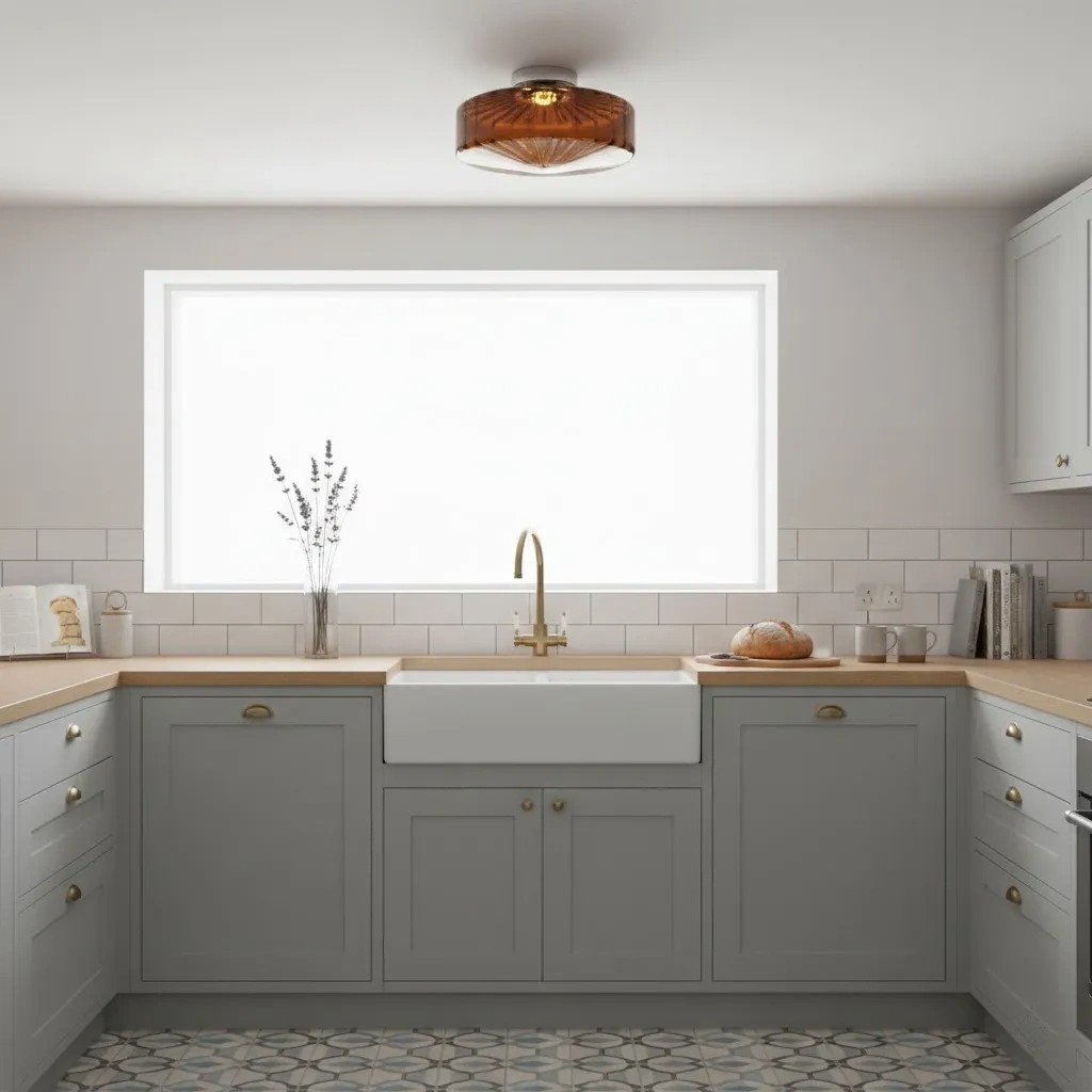 Ripplara brown ceiling light in a kitchen