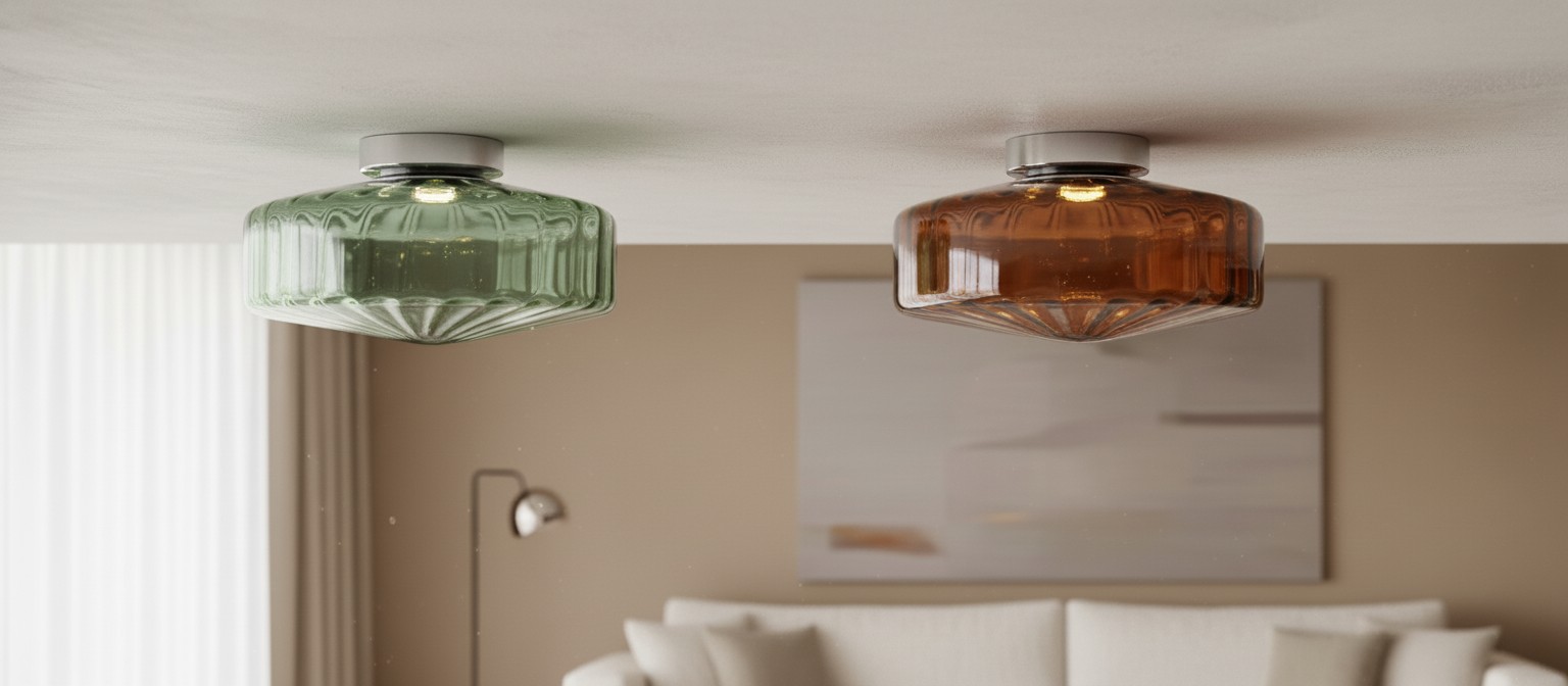 Ripplara ceiling light color options in green and brown