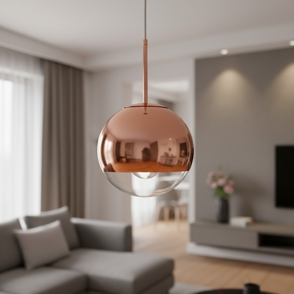 Rose gold mirror ball pendant light