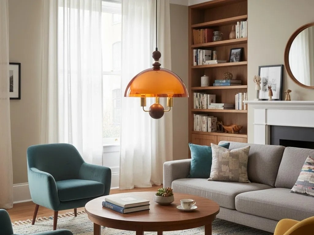 Sunset pendant light in a living room