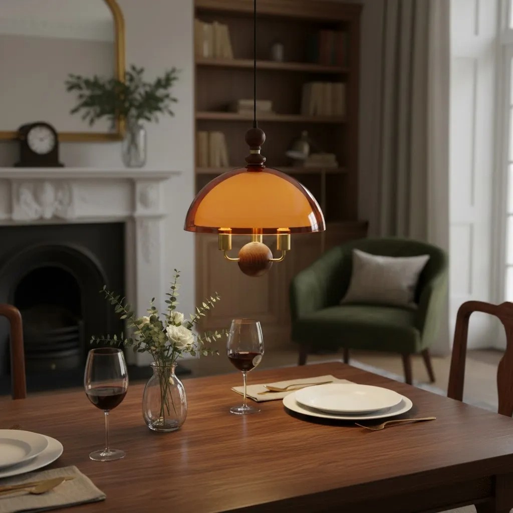 Sunset pendant light over a dining table