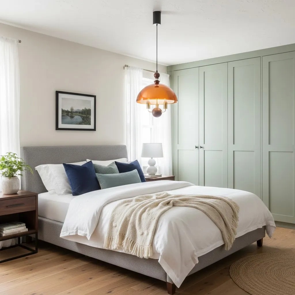 Sunset pendant light in a bedroom