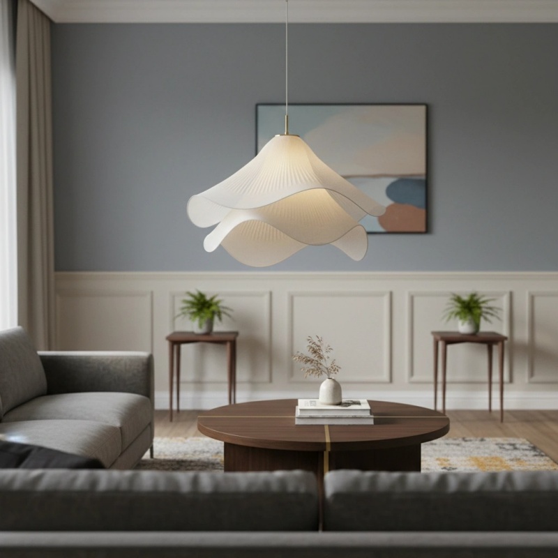 Pendant light over a coffee table