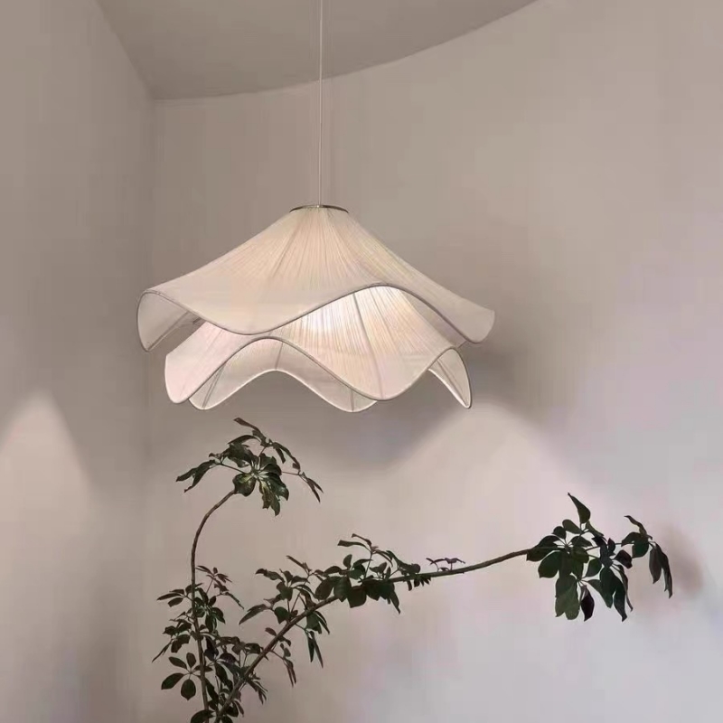 Pleated pendant light wall scene