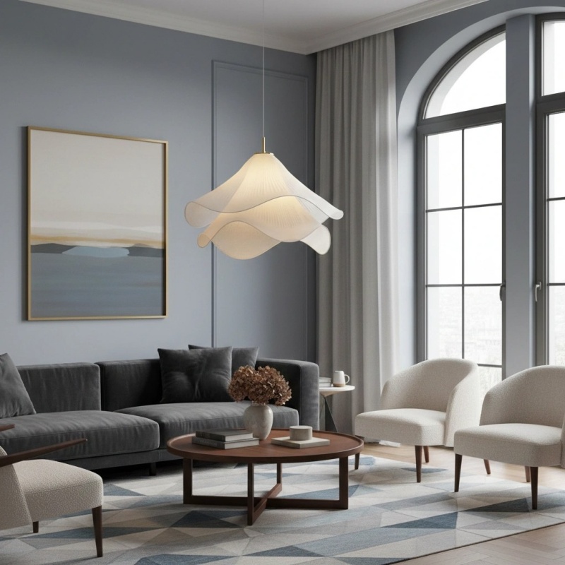 Pendant light in a refined living room