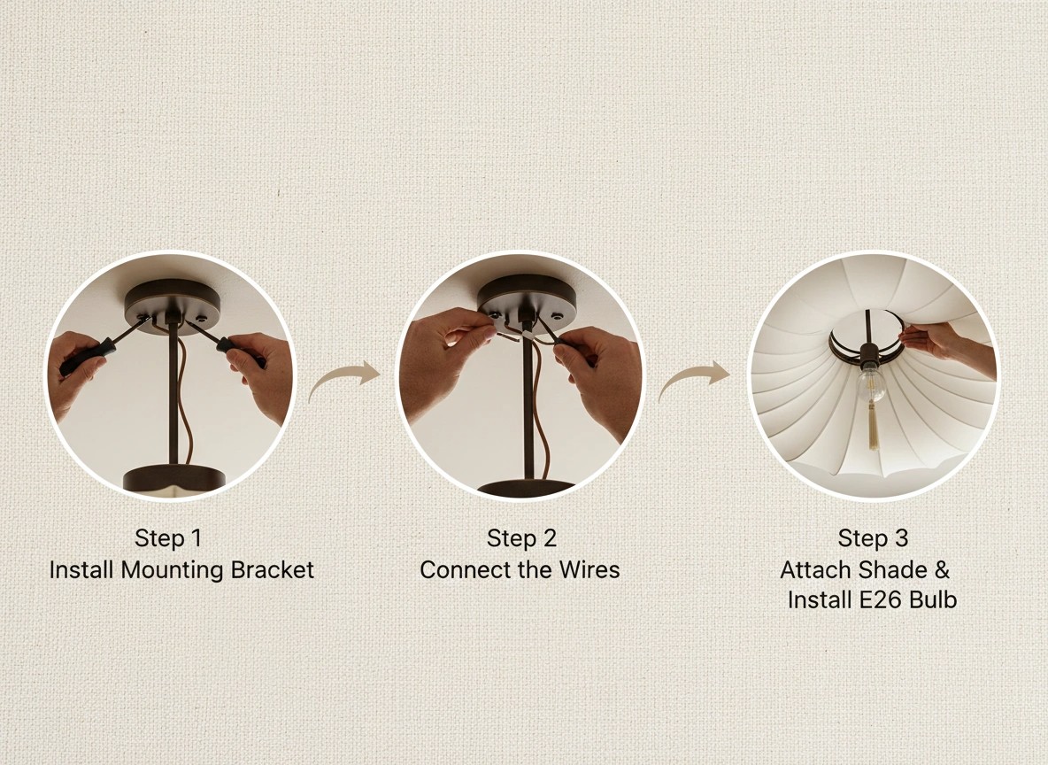 Installation steps for the chandelier