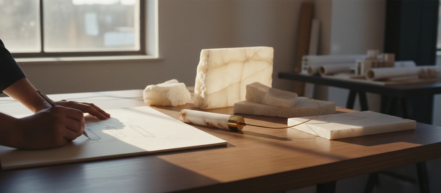 Alabaster and brass design concept