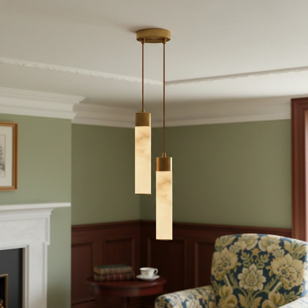 Two-head alabaster pendant in interior