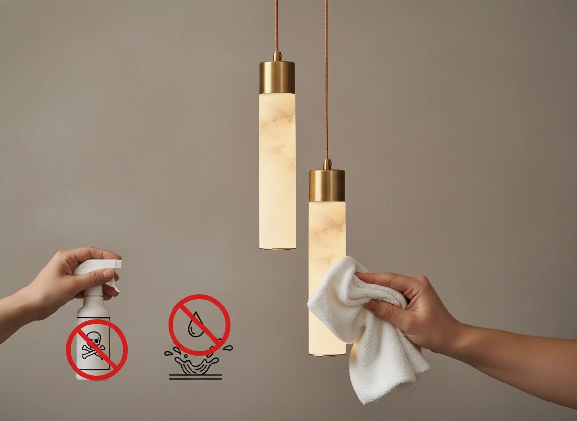 Cleaning care instruction for alabaster pendant lamp