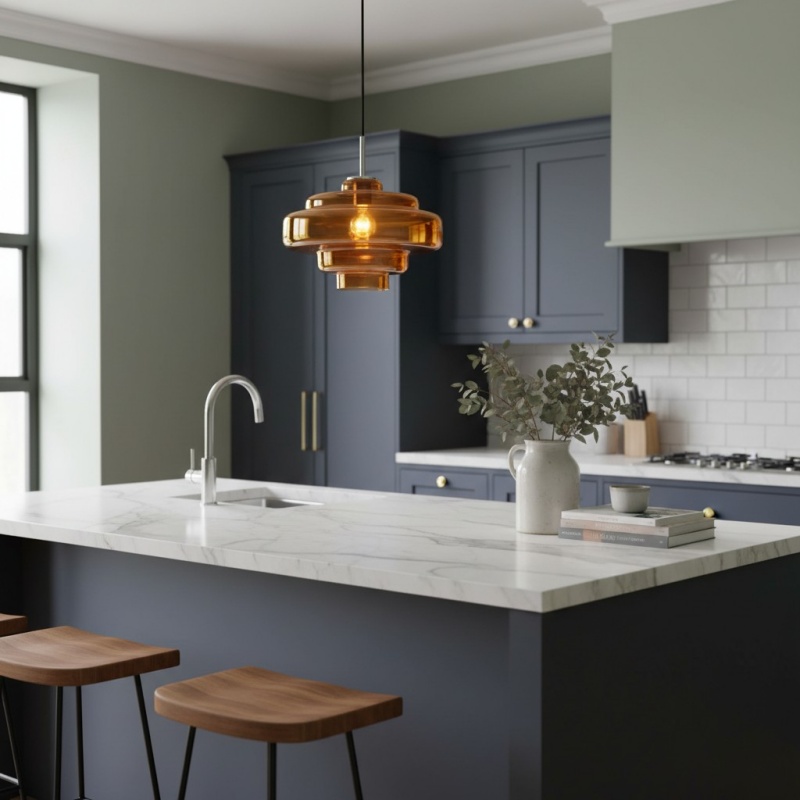 Koloro amber pendant light in kitchen