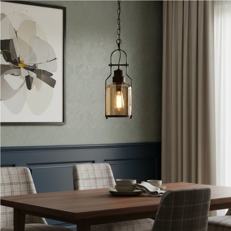 Lirra Vintage Iron Glass Pendant Lamp scene display