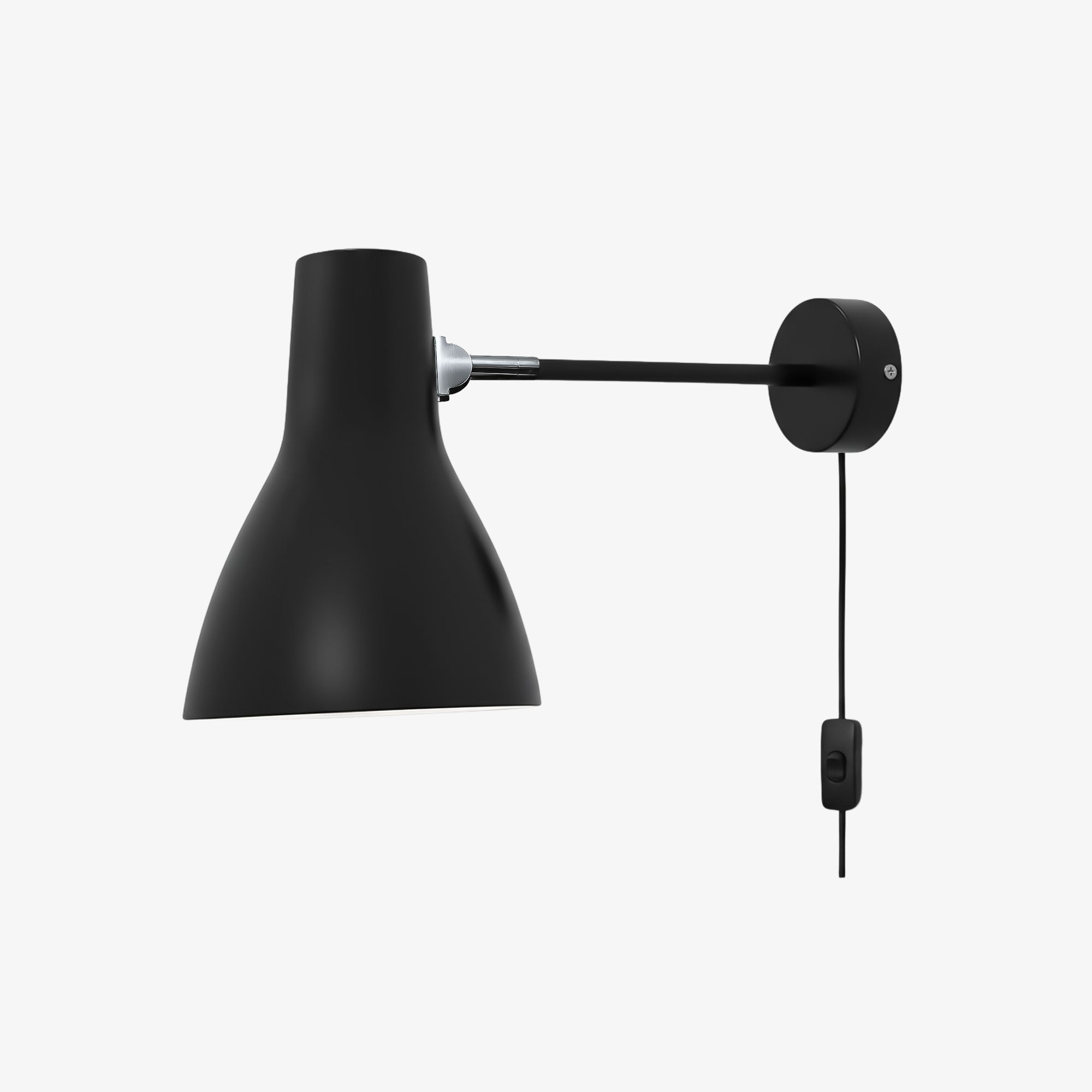 Black finish wall light with cable