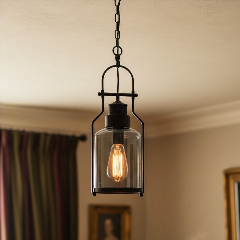 Lirra Vintage Iron Glass Pendant Lamp scene display
