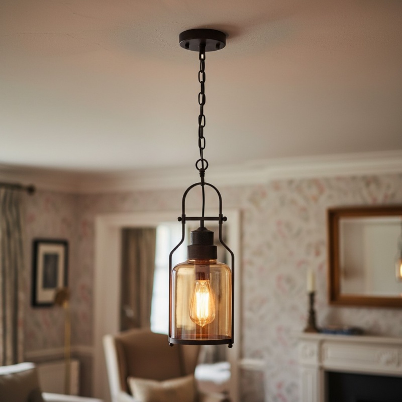 Lirra Vintage Iron Glass Pendant Lamp scene display