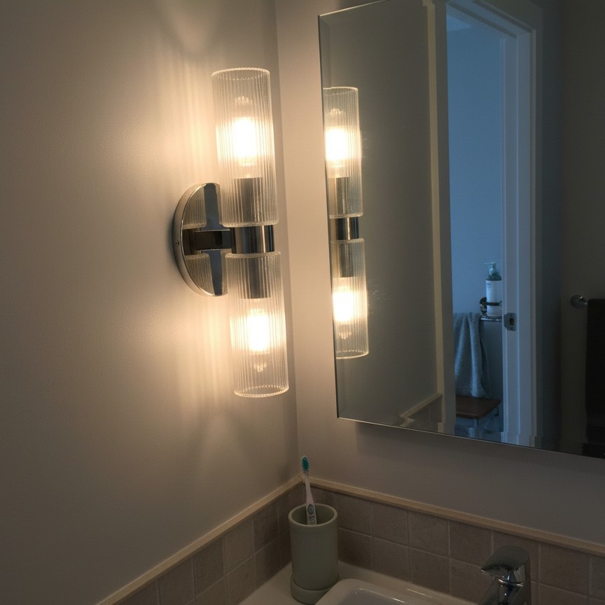 Customer photo of Rivora wall light near mirror