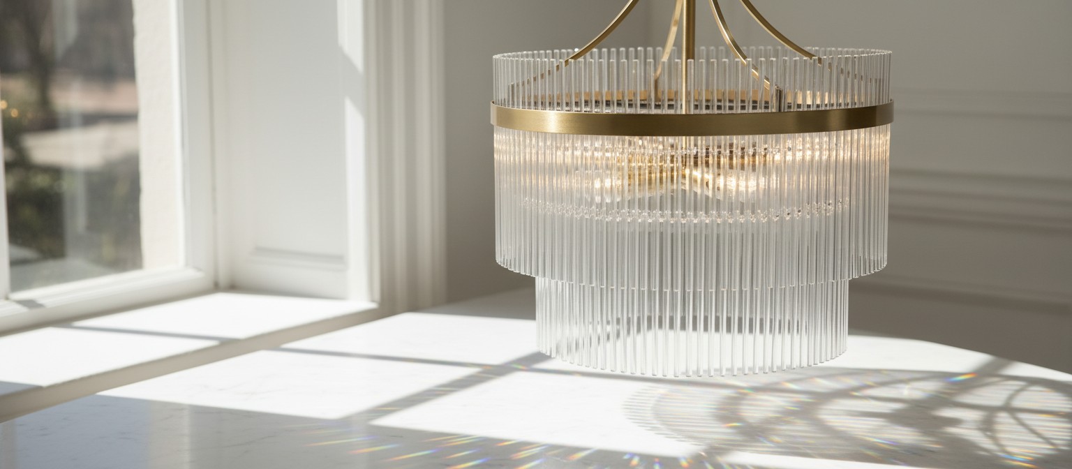 Glass and brass luster of the Marietta pendant
