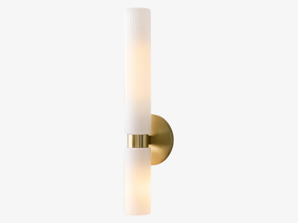 Rivora tall milk glass wall light