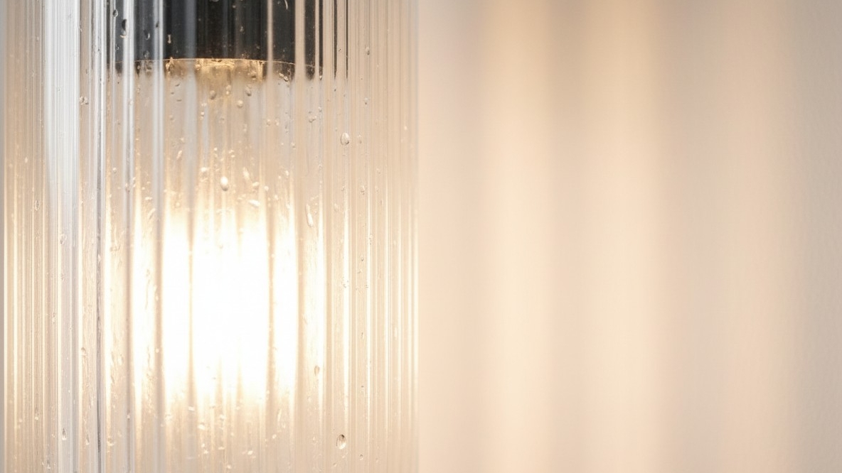 Clear fluted glass close-up