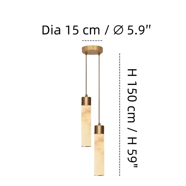2 Heads pendant size diagram