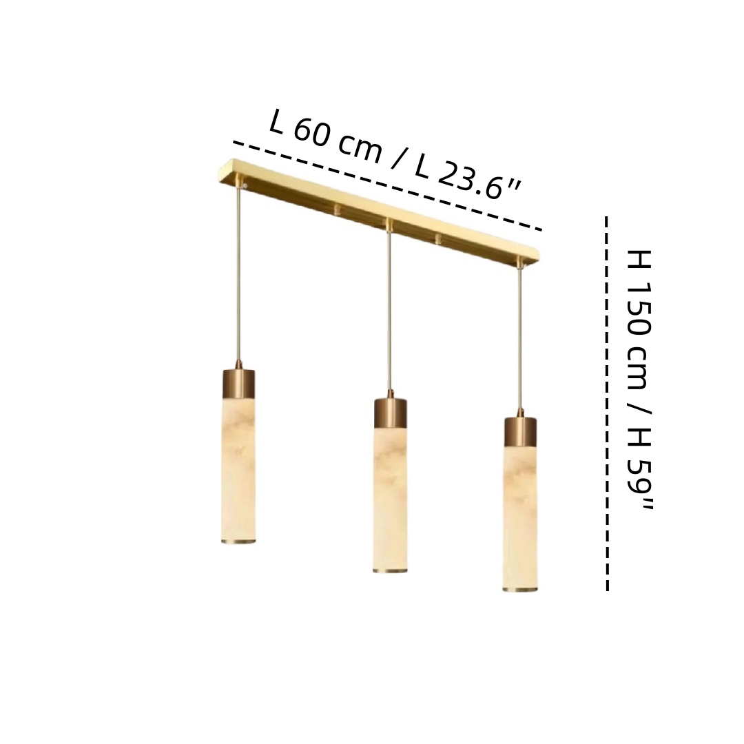 3 Heads Long pendant size diagram