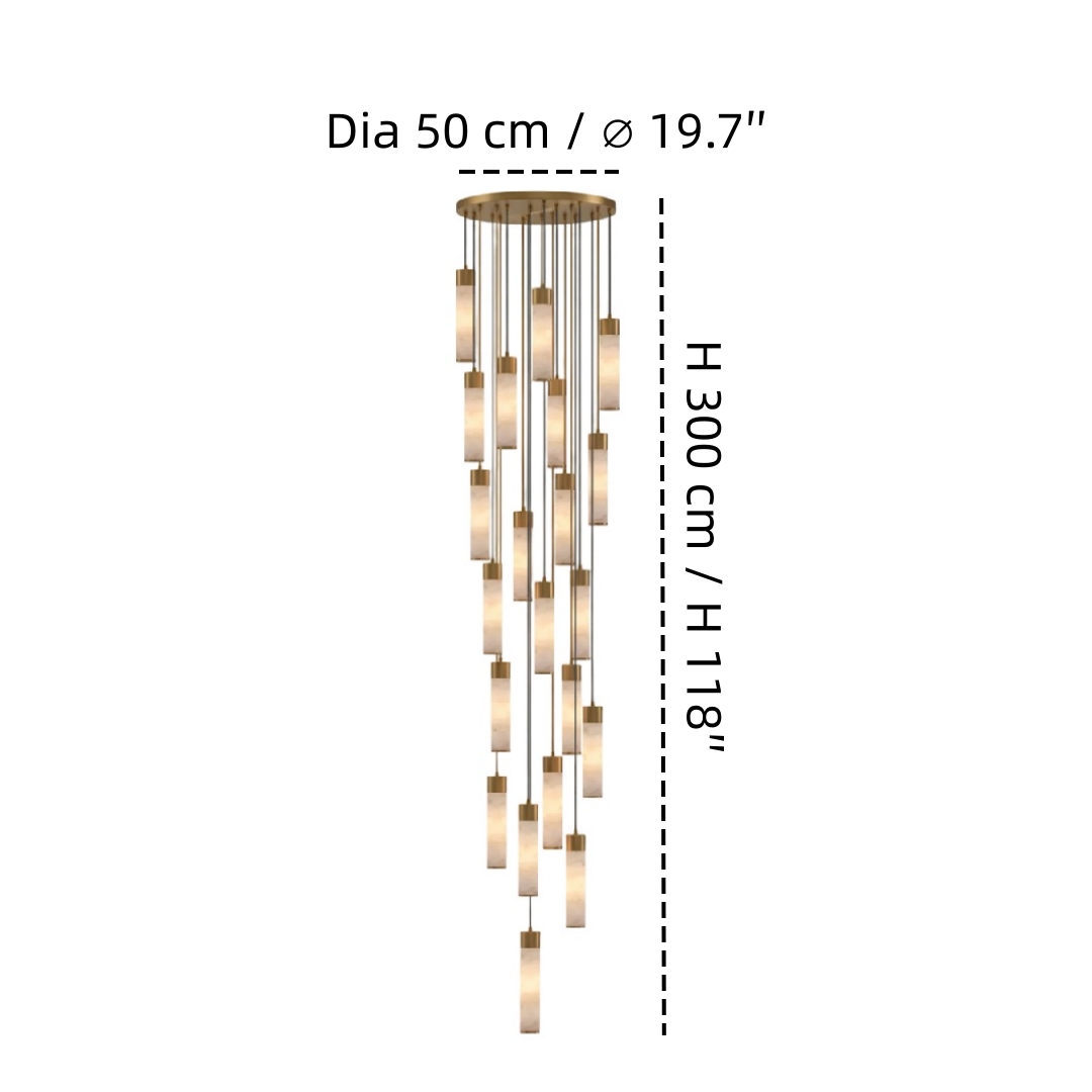 21 Heads Round pendant size diagram