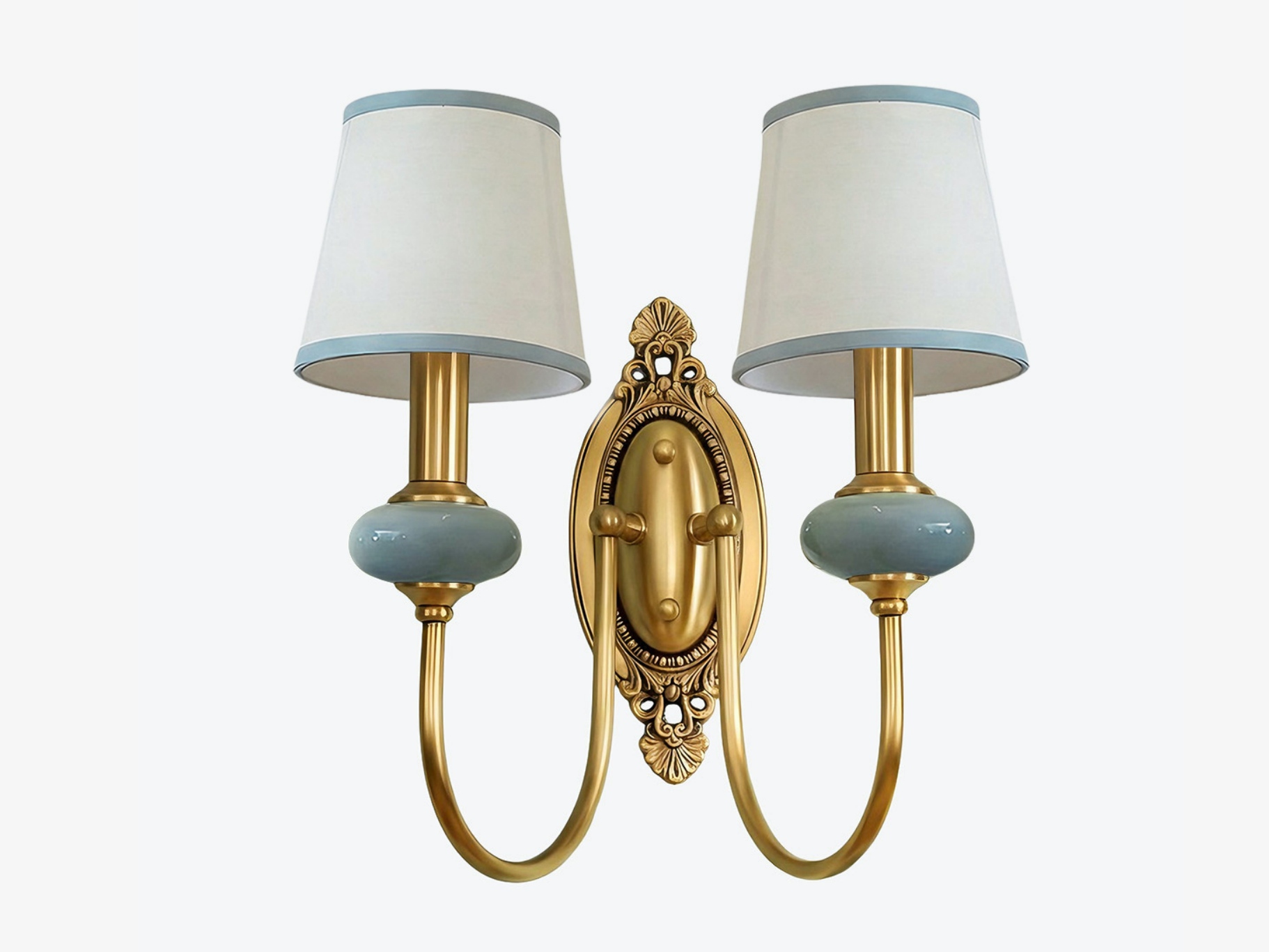 Blue two head wall light finish