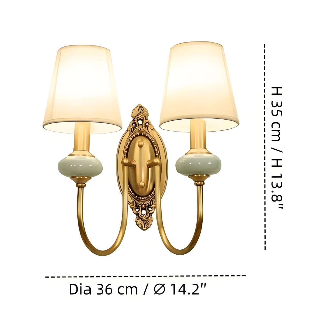 Dimension diagram for 2 heads wall light
