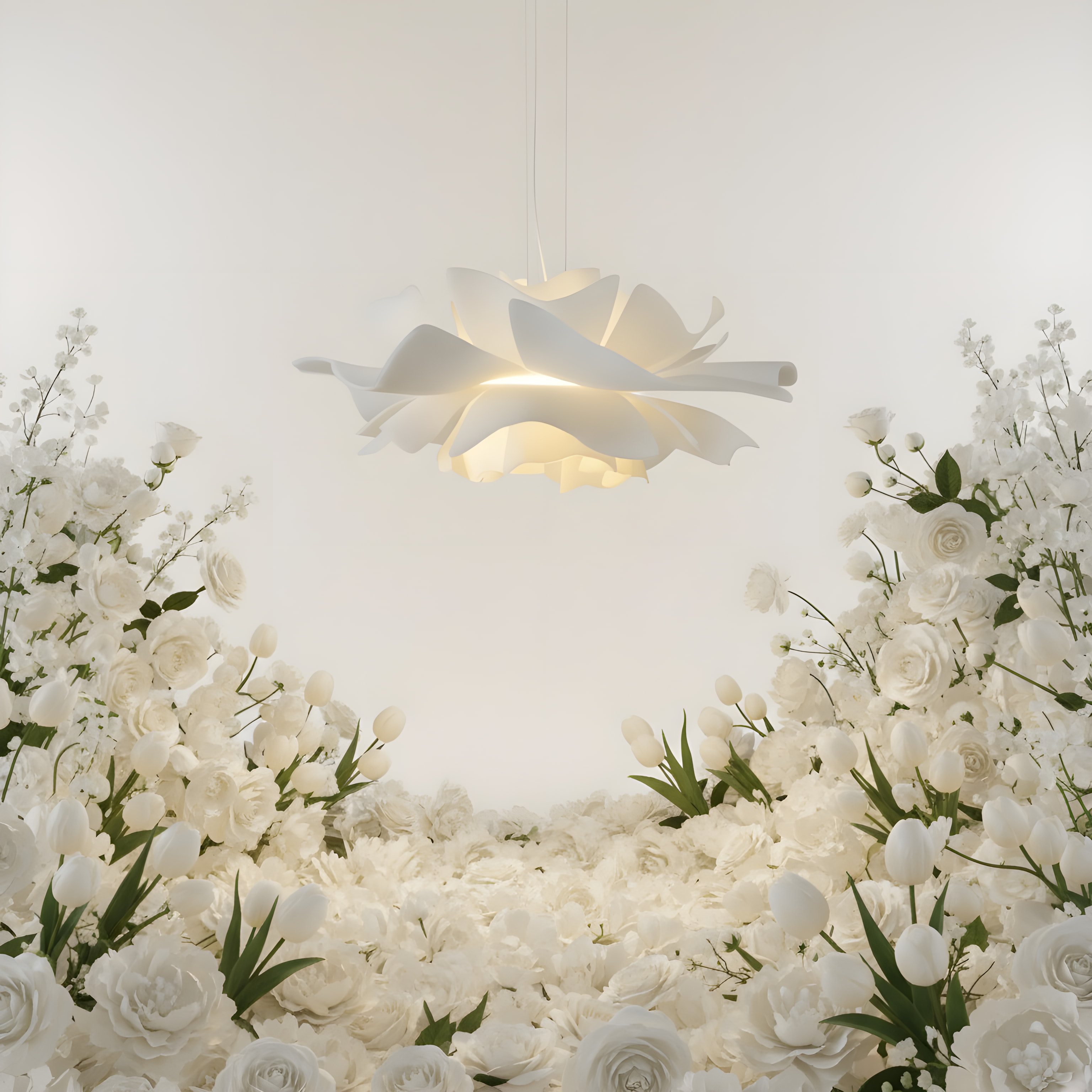White Blossenari pendant lamp floral scene