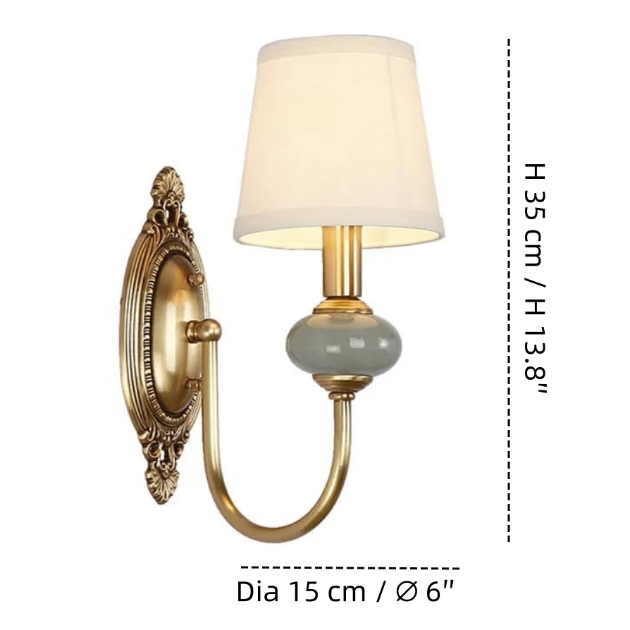 Dimension diagram for 1 head wall light