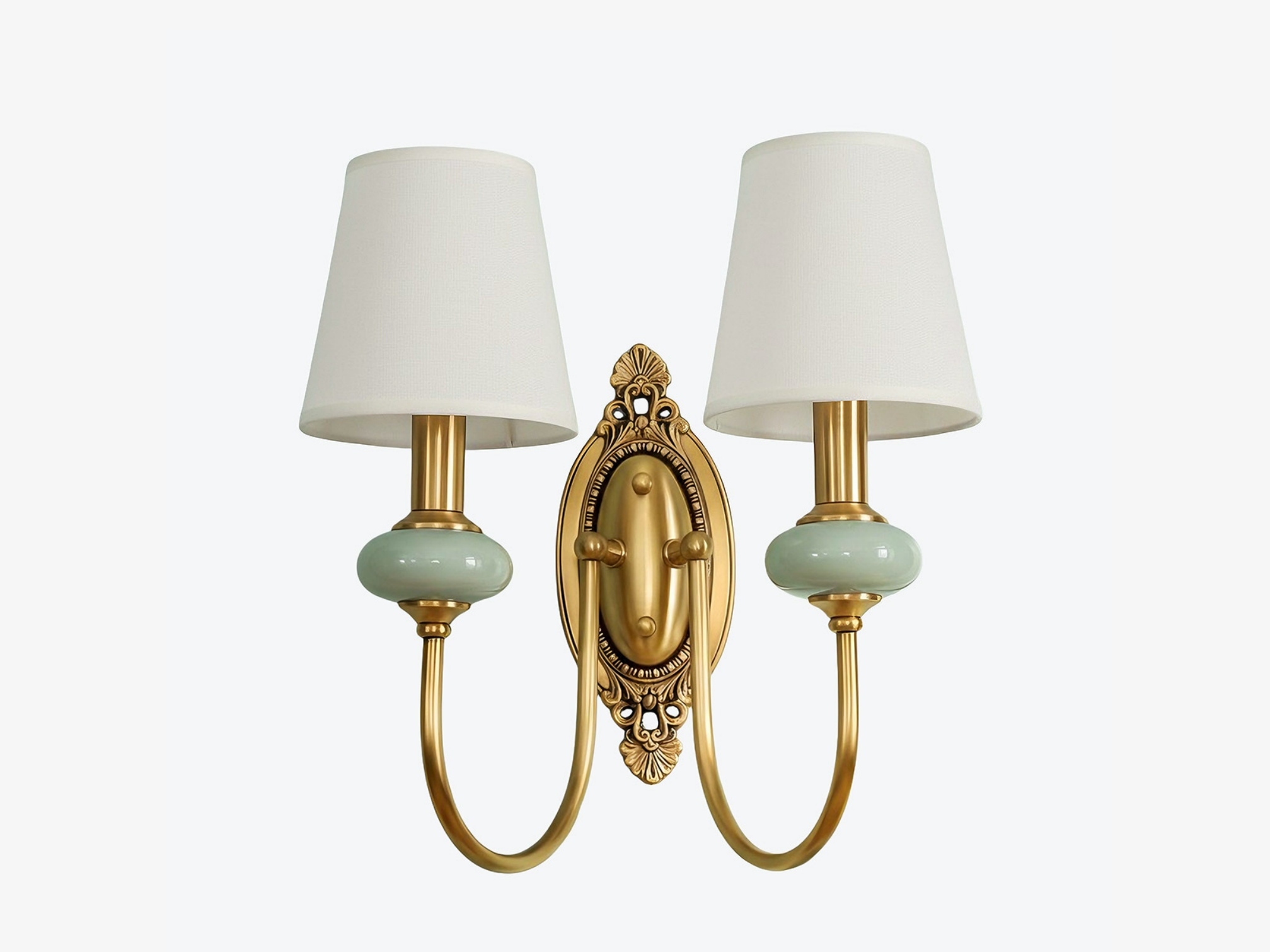 Green two head wall light finish