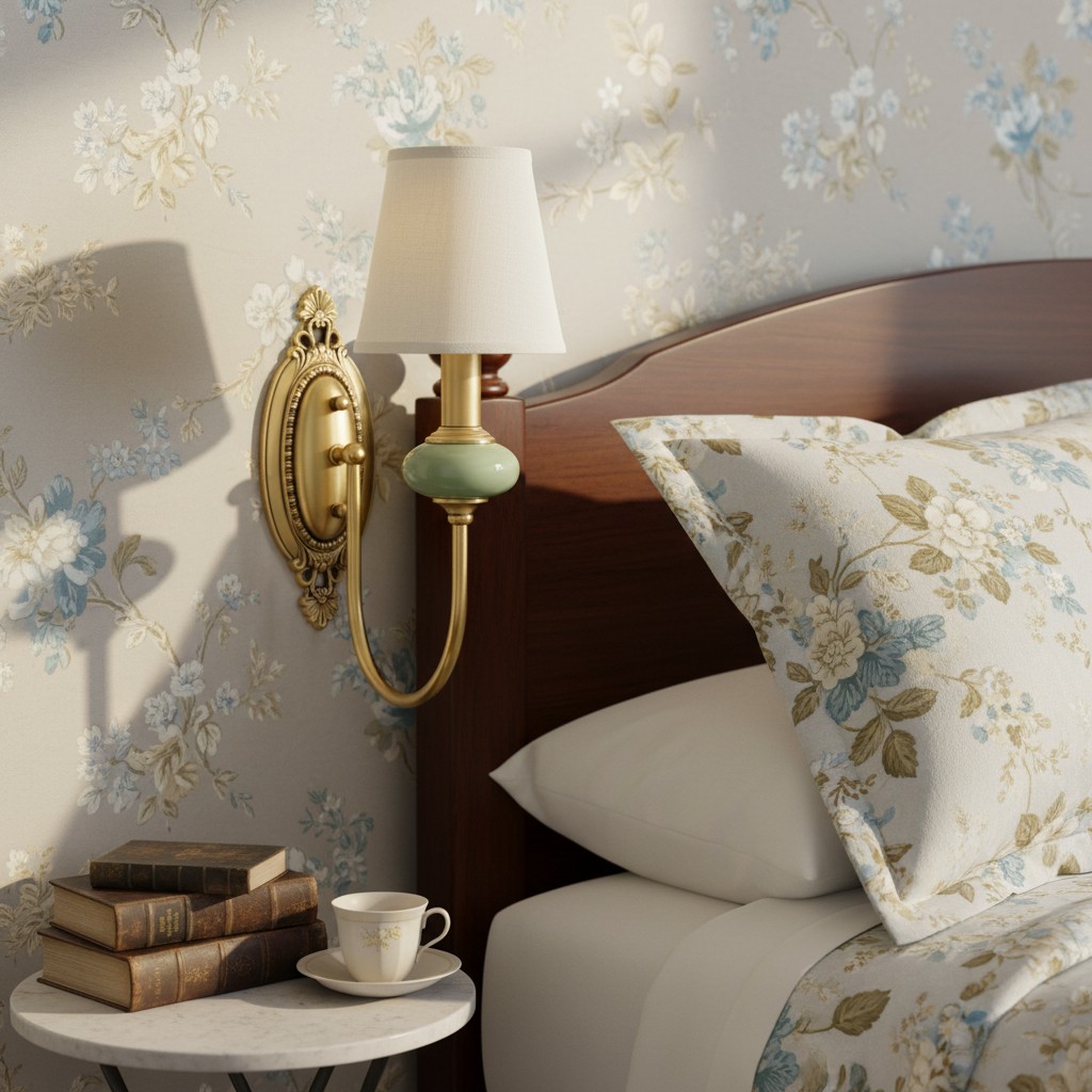 Single wall light beside a bed