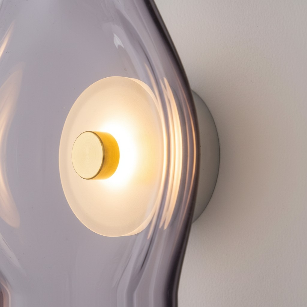 Close-up detail of the Lunacrest wall light glass and LED centre